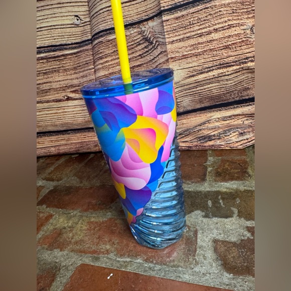 1 Starbucks Summer 2024 Blue Glass Swirl Gradient Petal 18oz Cold Cup NWT - Picture 2 of 8